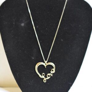 Classic Open Heart "Love" 1.5" Pendant Silver/Gold Tones 18" Casual Necklace
